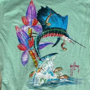 Guy Harvey short sleeve t-shirt green swordfish graphic XS